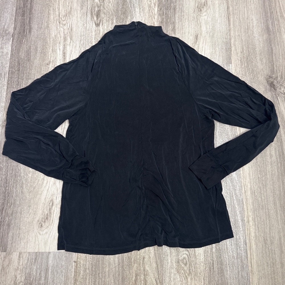 COS Women's Black Cupro Blend Mock‎ Neck Long Sleeve Top Back Zip Small